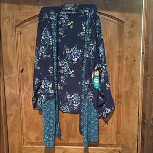 Pioneer Woman - Blue Floral Kimono - NWT -Size XXL (2X)